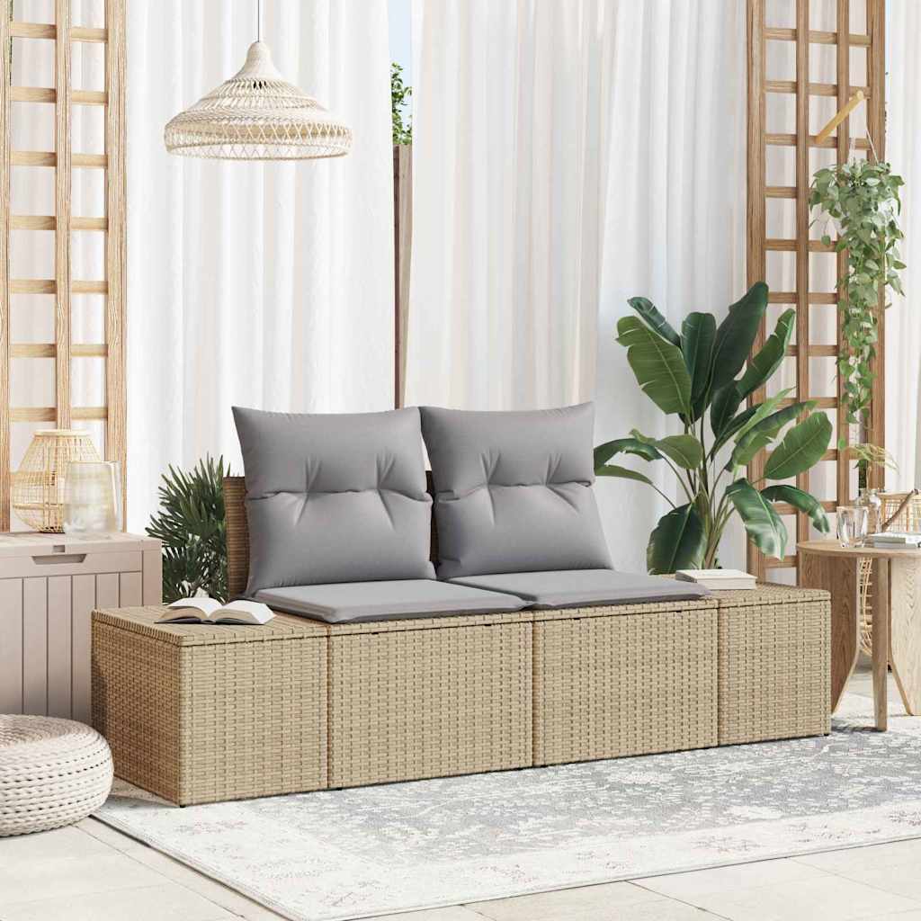 Vrtni kauč s jastukom s pohranom Bež 184 x 62 x 69 cm poliratan