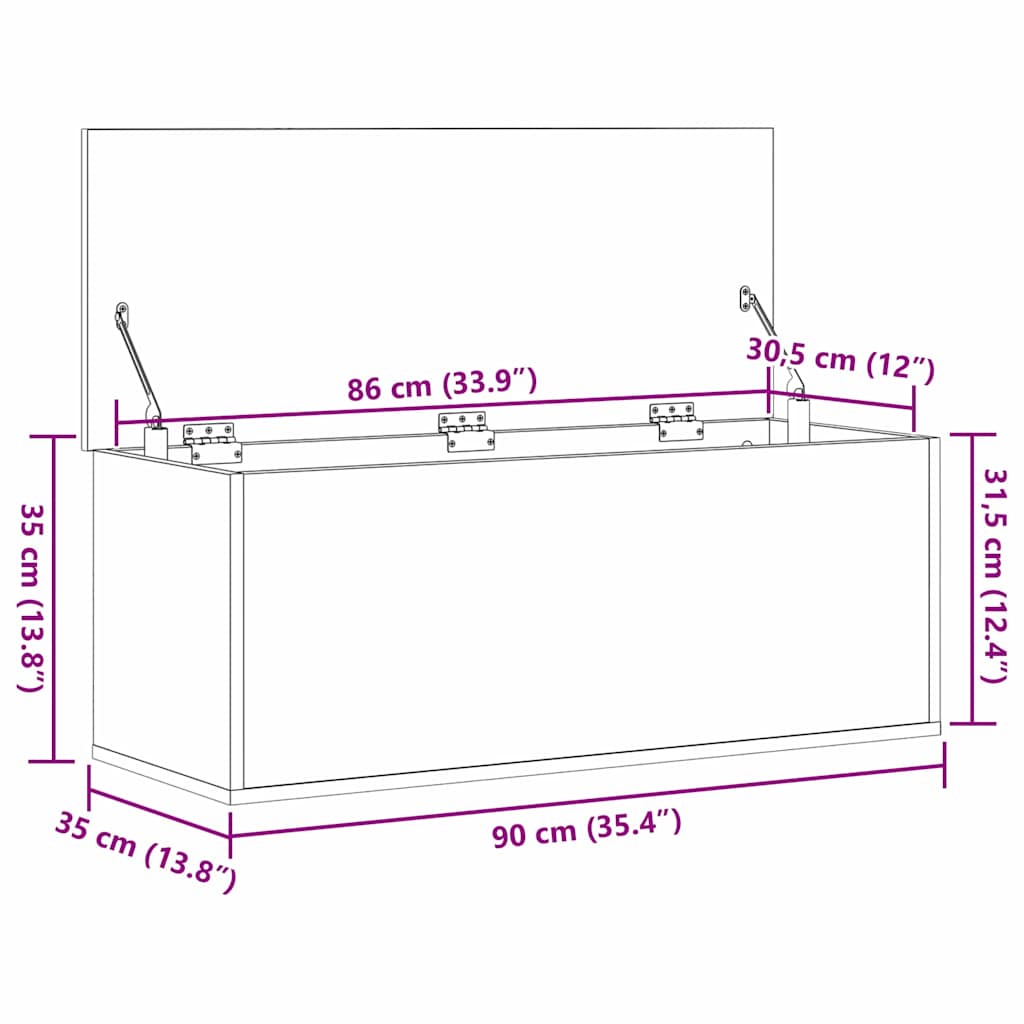 Kutija za spremanje s pohranom Staro drvo 90 x 35 x 35 cm