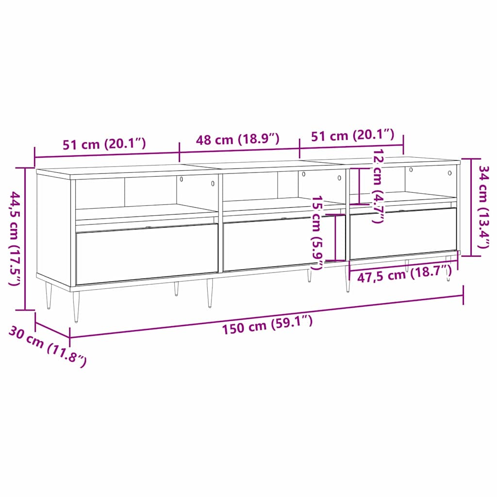 TV ormar Staro drvo 150 x 30 x 45 cm Konstruirano drvo