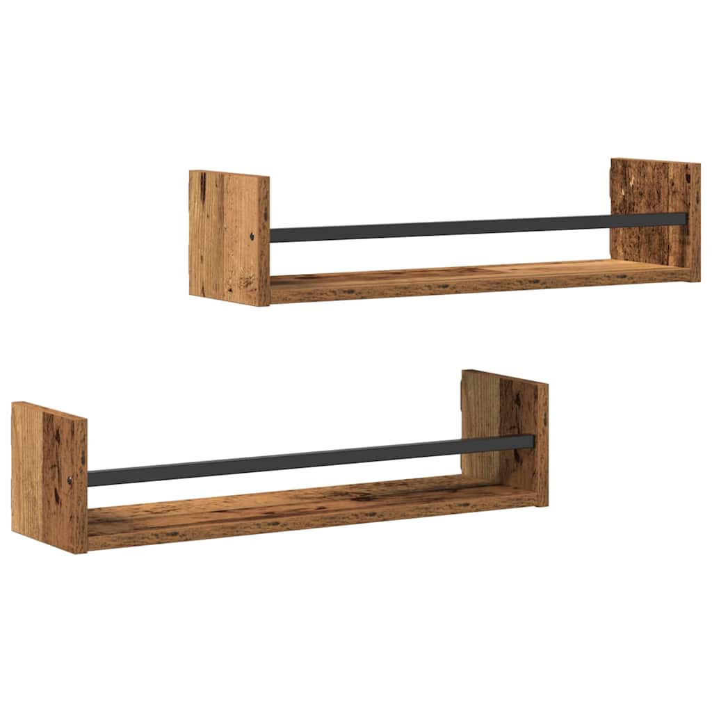 Polica na zidu Zidne 2 pcs Staro drvo 60 x 16 x 14 cm