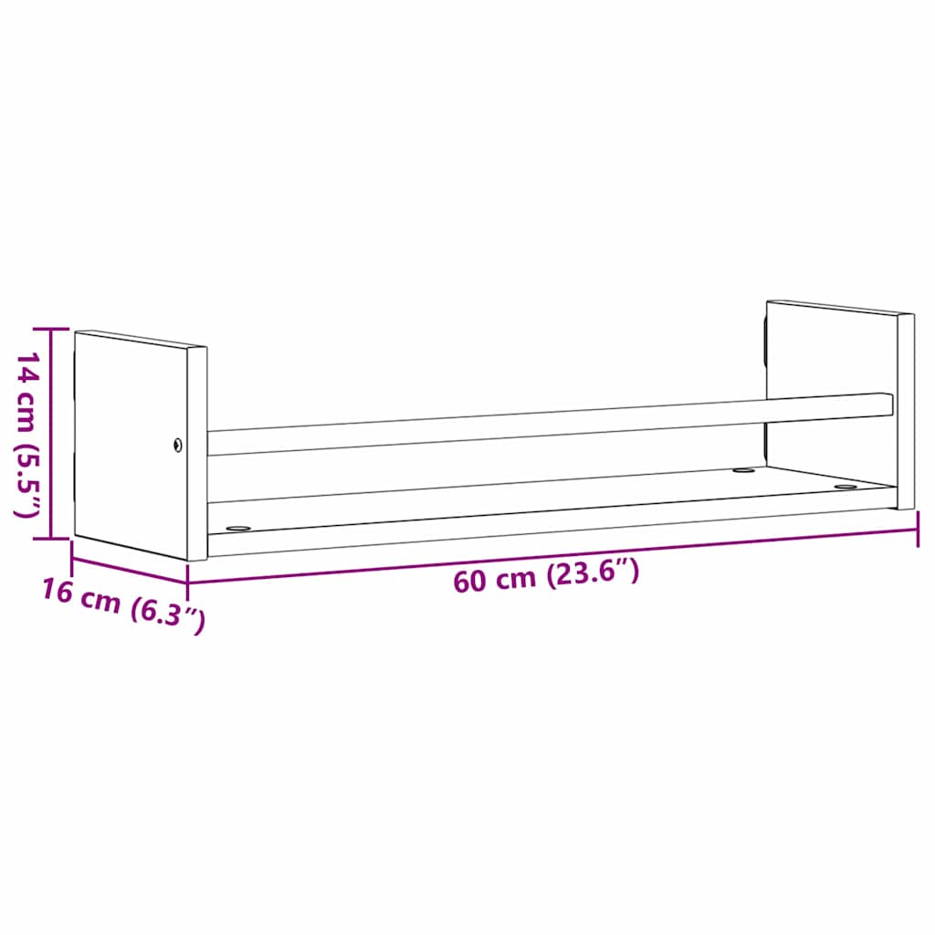 Polica na zidu Zidne 2 pcs Staro drvo 60 x 16 x 14 cm