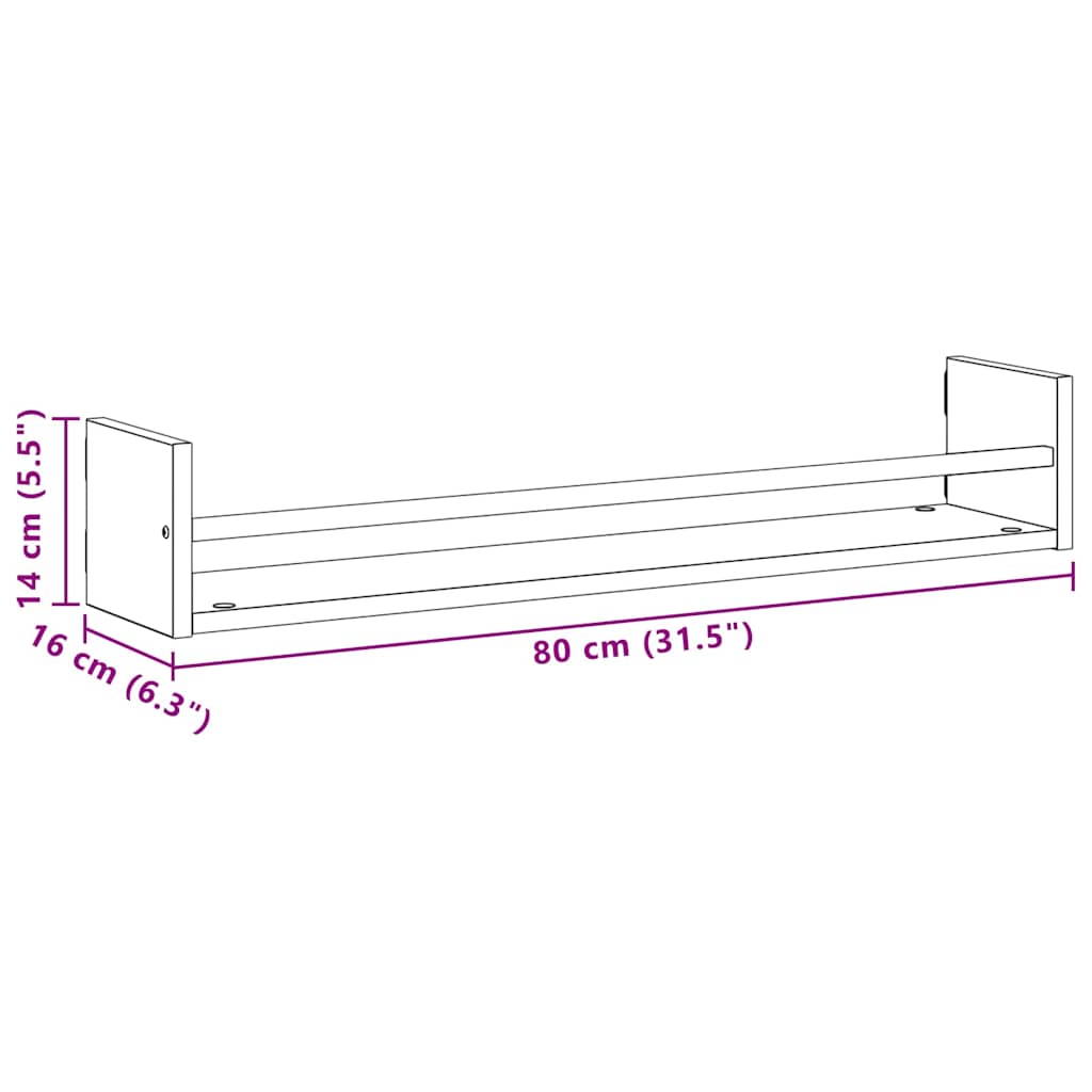 Polica na zidu Zidne 2 pcs Staro drvo 80 x 16 x 14 cm
