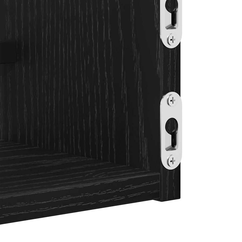 Polica na zidu Zidne 2 pcs Crni hrast 80 x 16 x 14 cm
