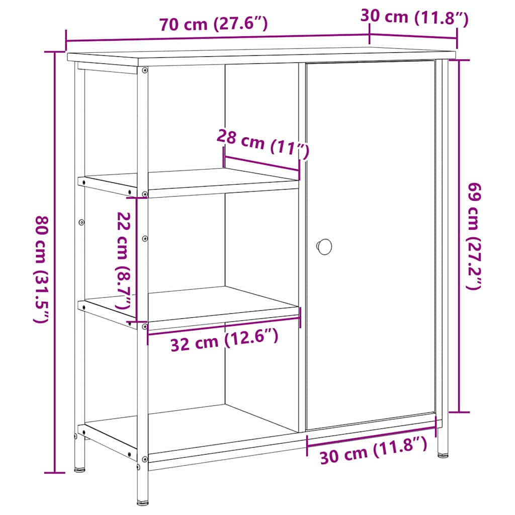 Kreveta Crni hrast 70 x 30 x 80 cm