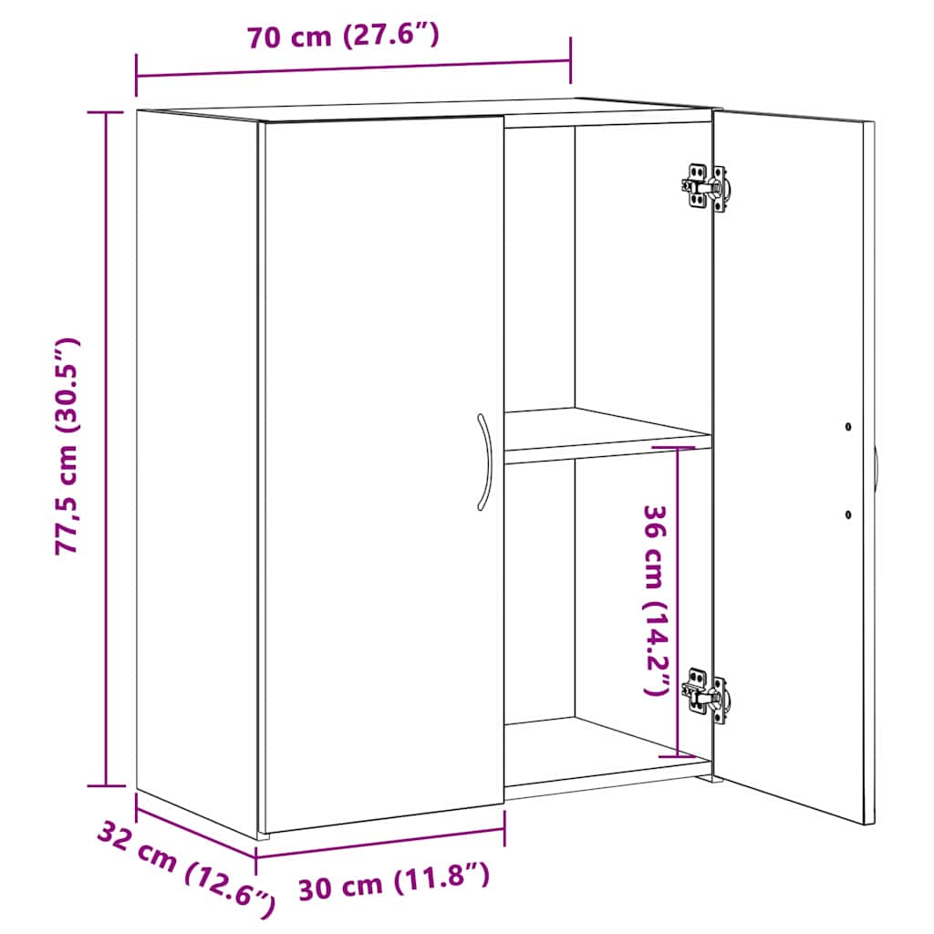Uredski ormar s policom Umjetnički hrast 70 x 32 x 77.5 cm