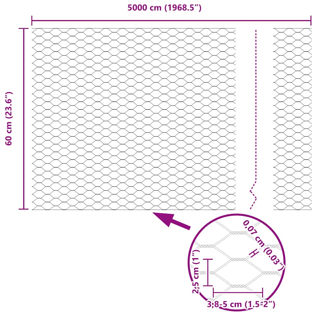 Heksagonalna ograda Zelena 0,6 x 50 m PVC