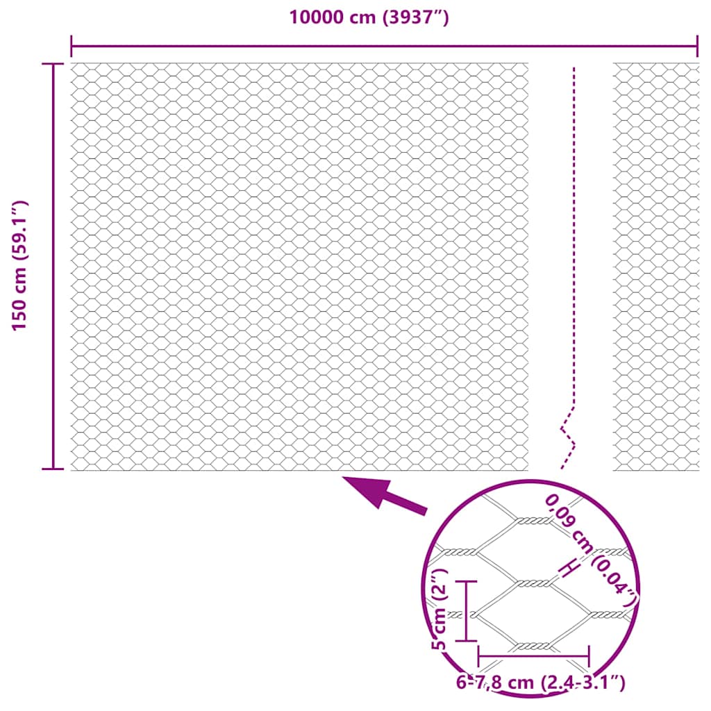 Heksagonalna ograda Zelena 1,5 x 100 m PVC