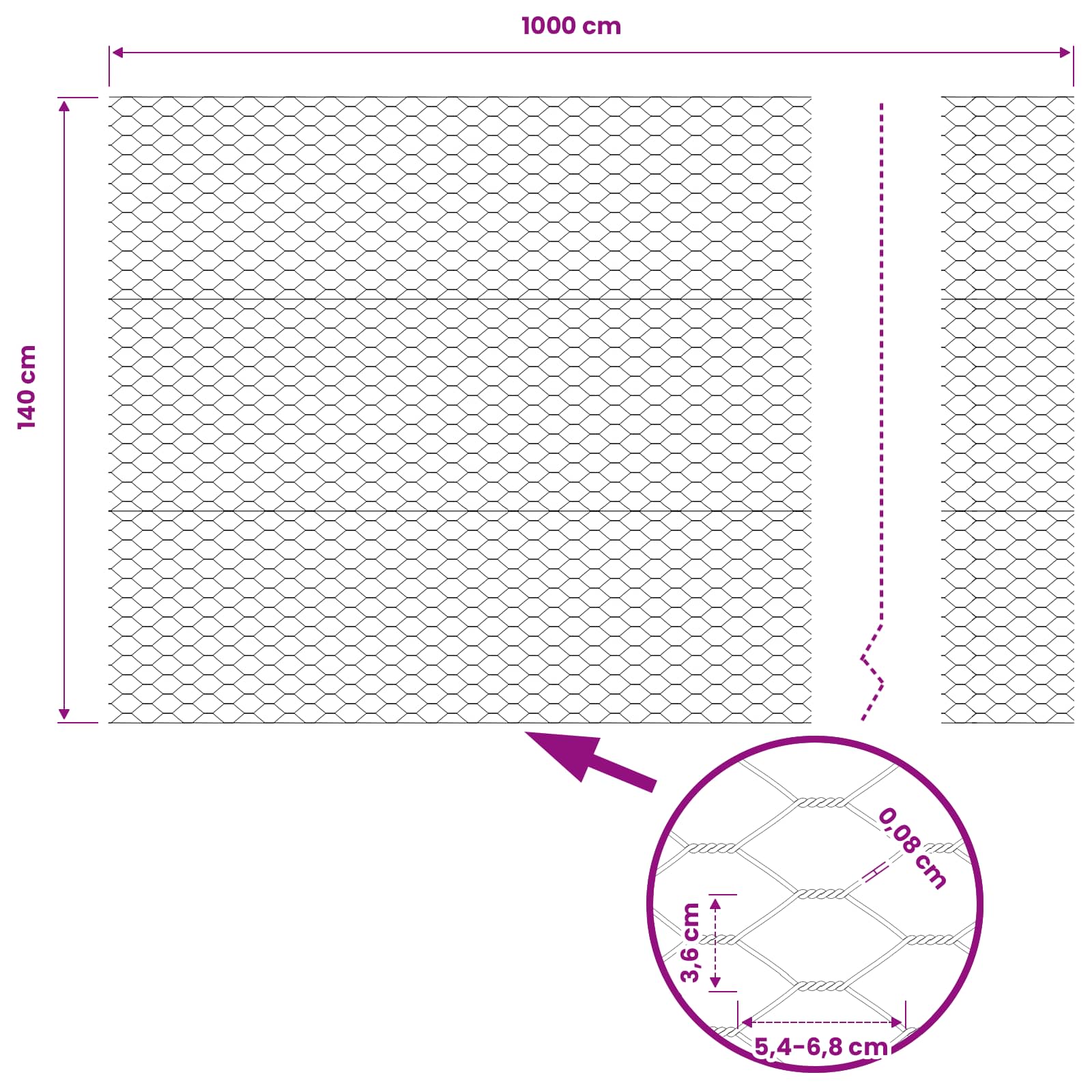 Heksagonalna ograda 1,4 x 10 m PVC Siva