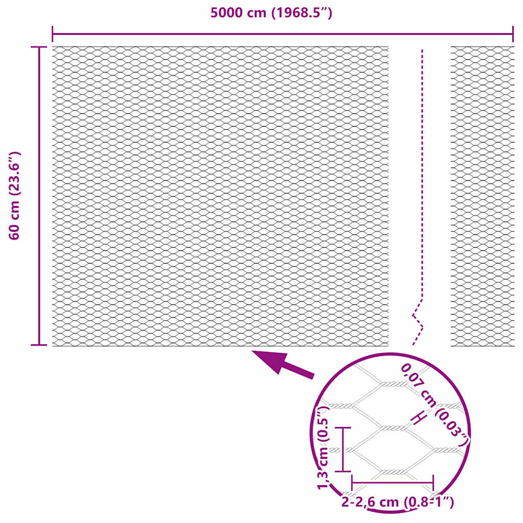 Heksagonalna ograda Siva 0,6 x 50 m PVC
