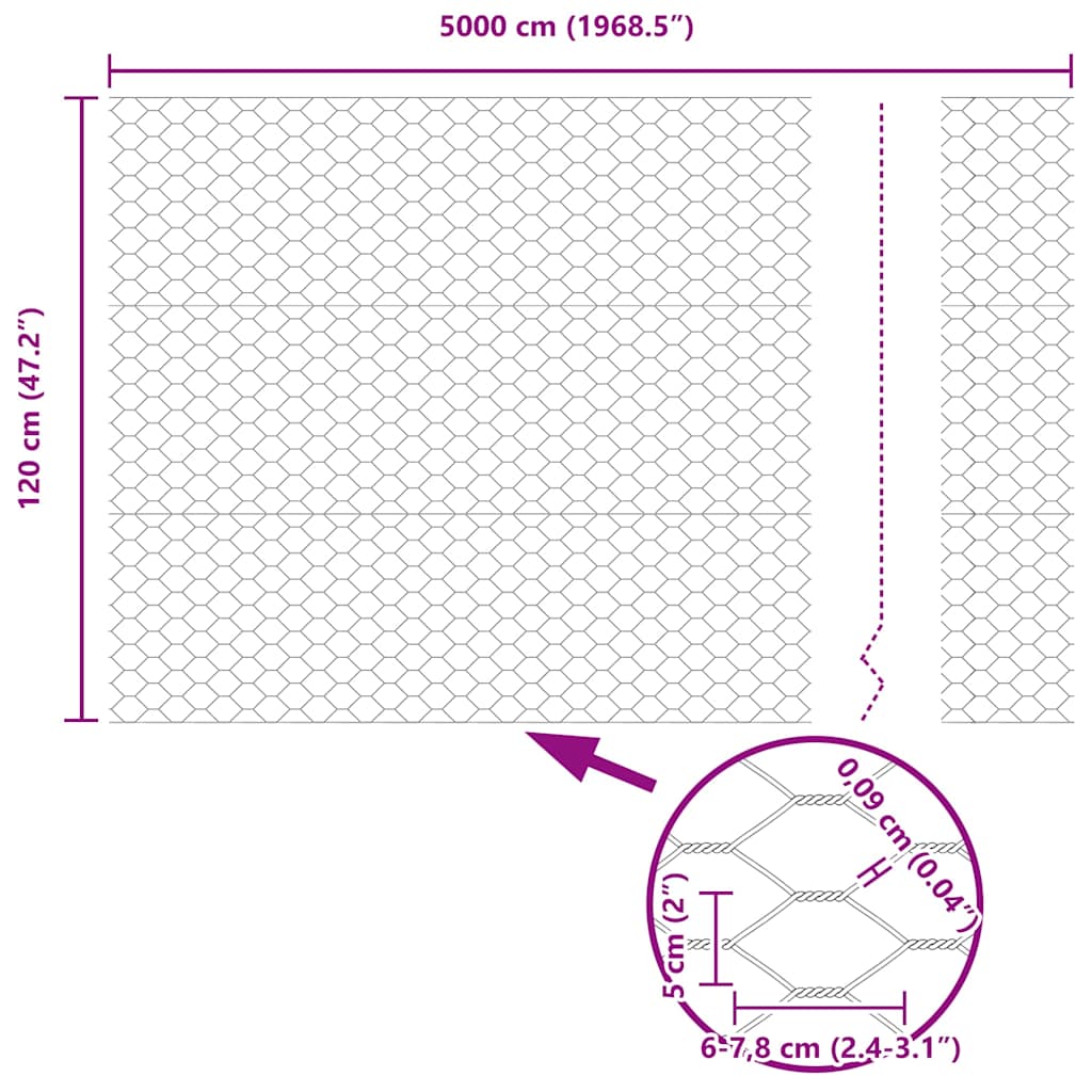 Heksagonalna ograda 1,2 x 50 m PVC Siva