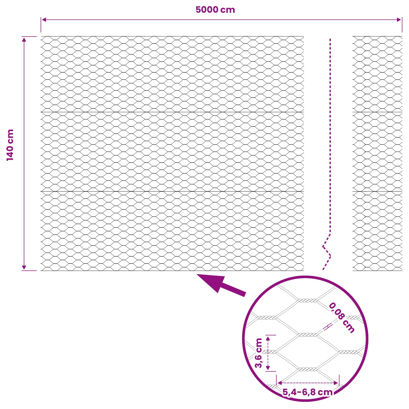 Heksagonalna ograda 1,4 x 50 m PVC Siva