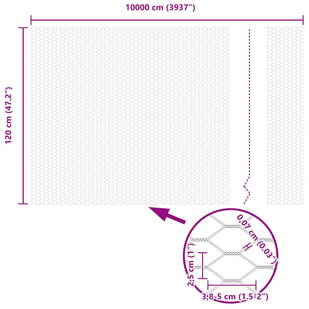 Heksagonalna ograda Siva 1,2 x 100 m PVC
