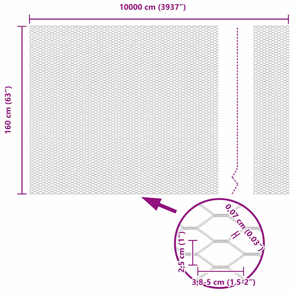 Heksagonalna ograda Siva 1,6 x 100 m PVC