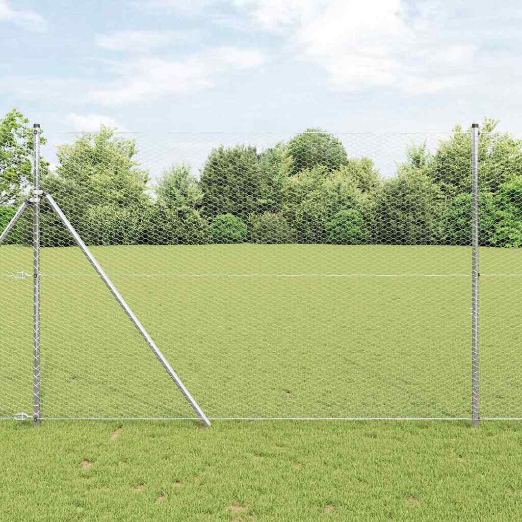 Heksagonalna ograda Srebrno 1,6 x 10 m Pocinčani čelik