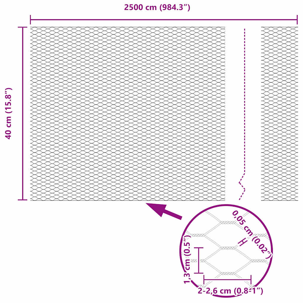 Heksagonalna ograda Srebrno 0,4 x 25 m Pocinčani čelik