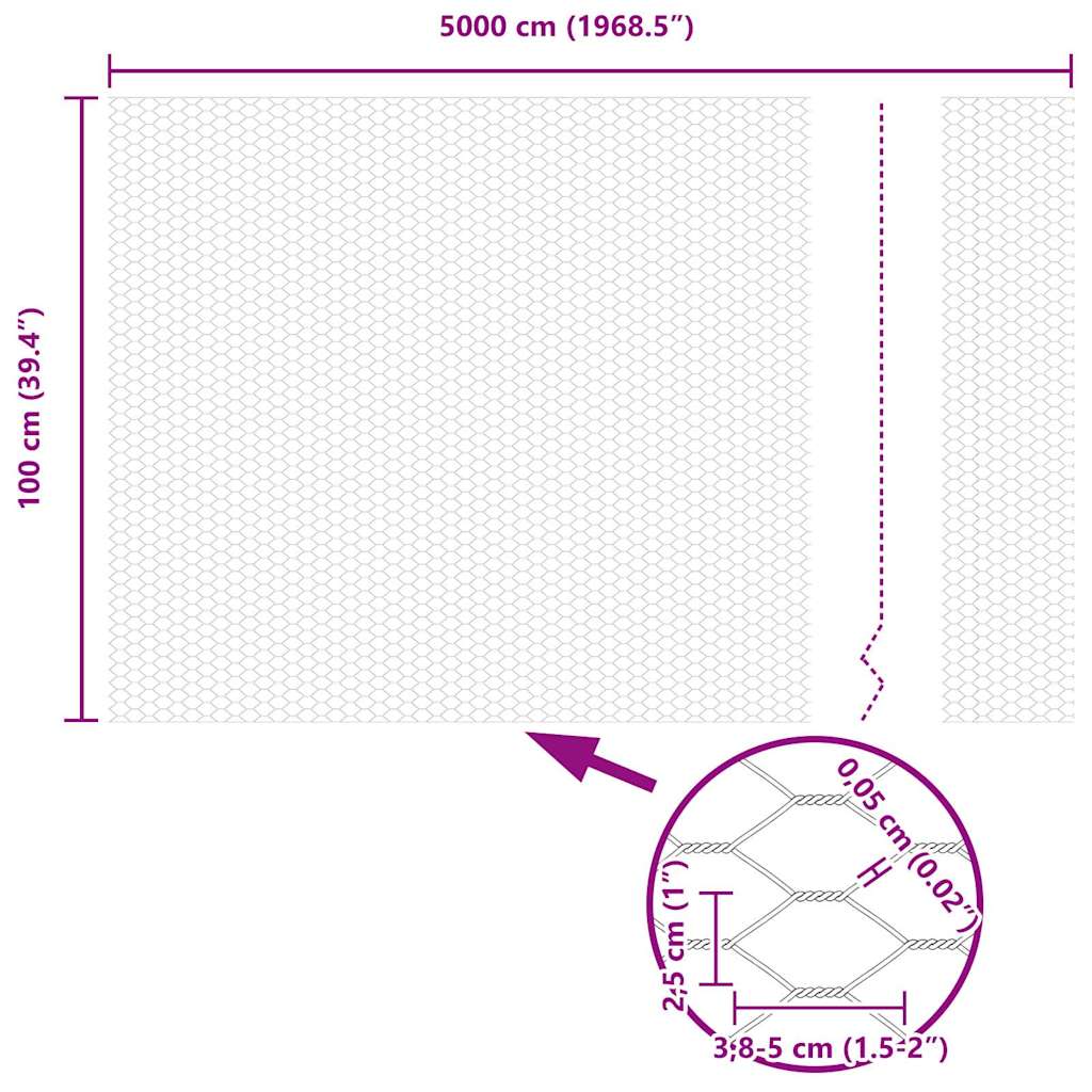 Heksagonalna ograda Srebrno 1 x 50 m Pocinčani čelik