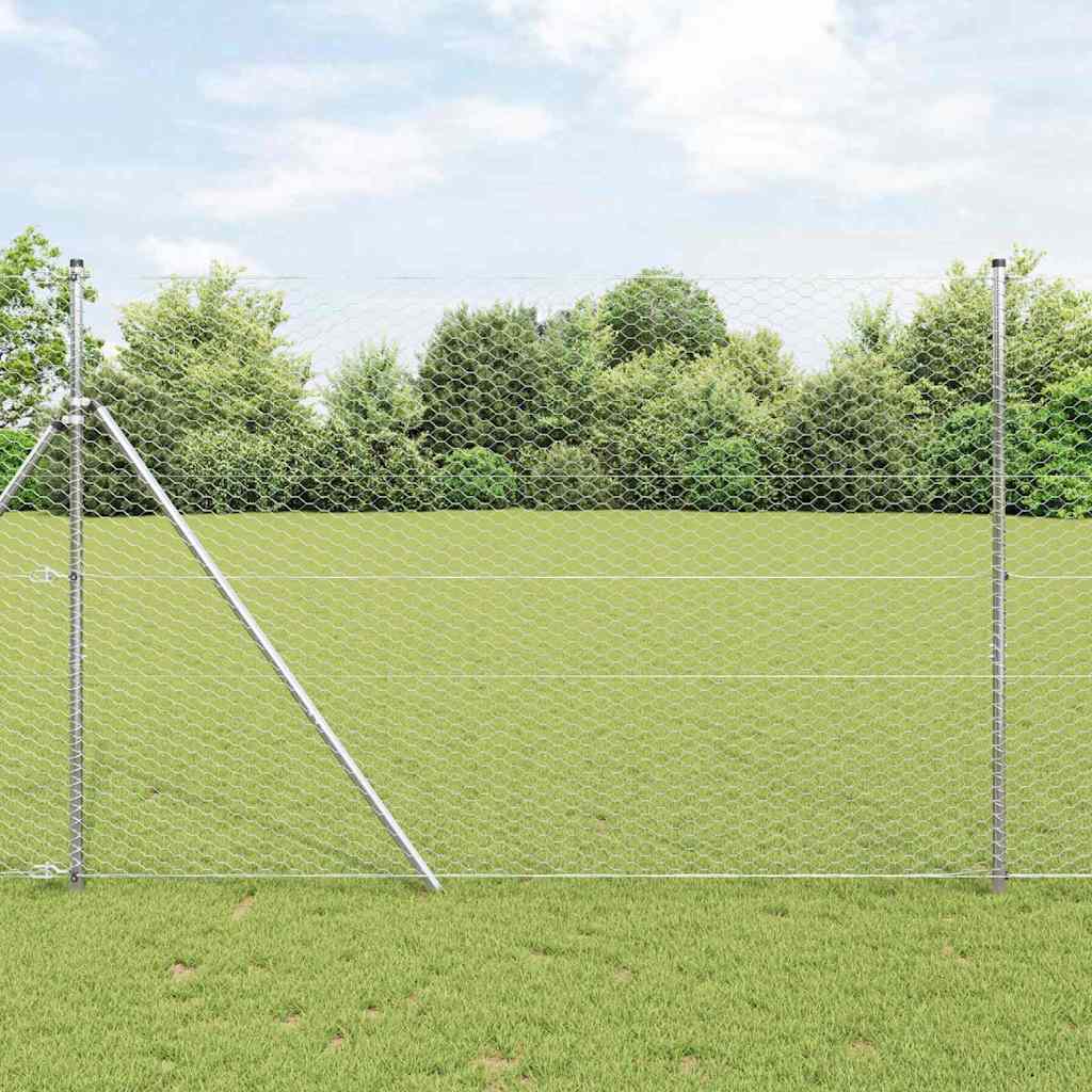Heksagonalna ograda 1,6 x 50 m Pocinčani čelik Srebrna