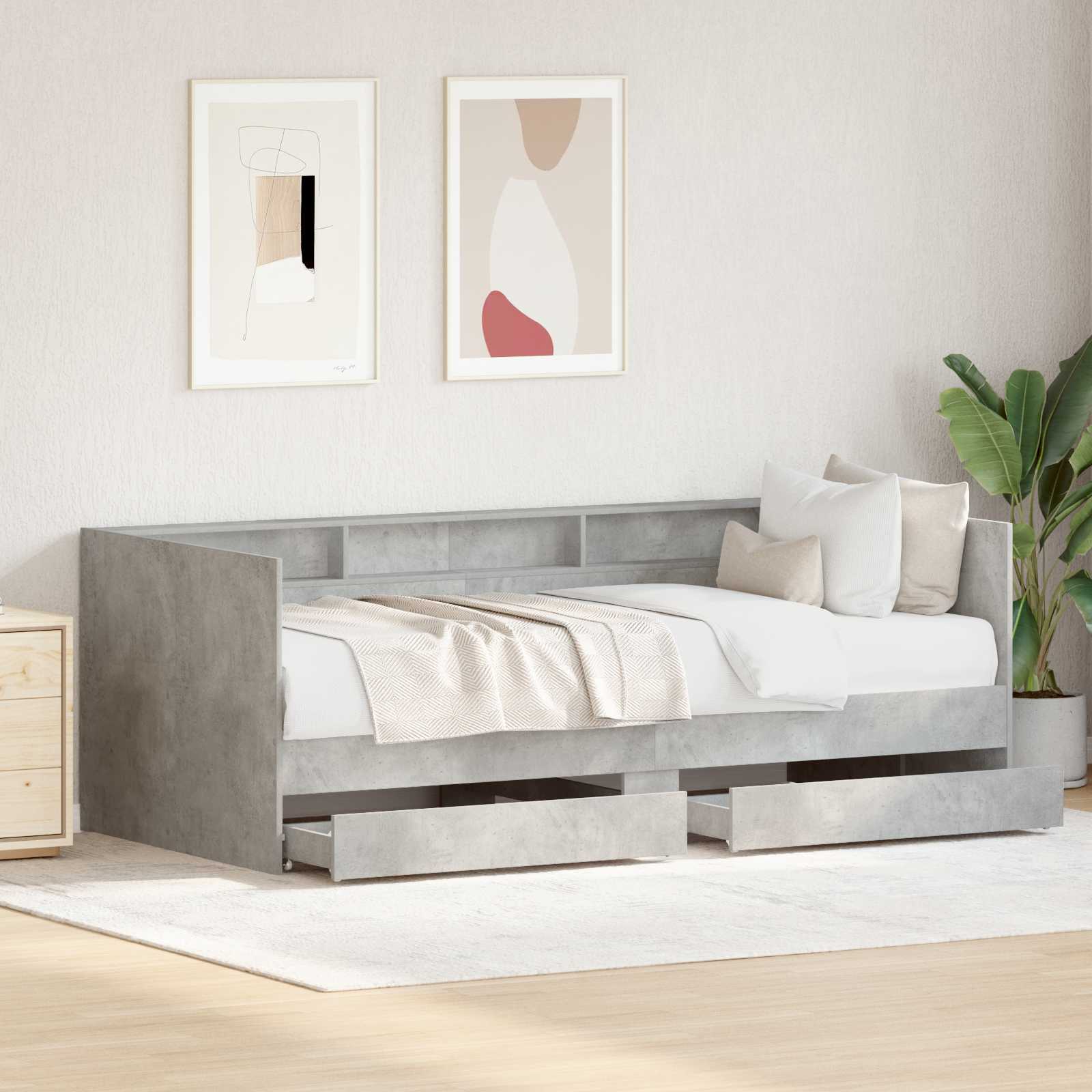 Dnevni krevet s ladicama Siva 90 x 200 cm Konstruirano drvo