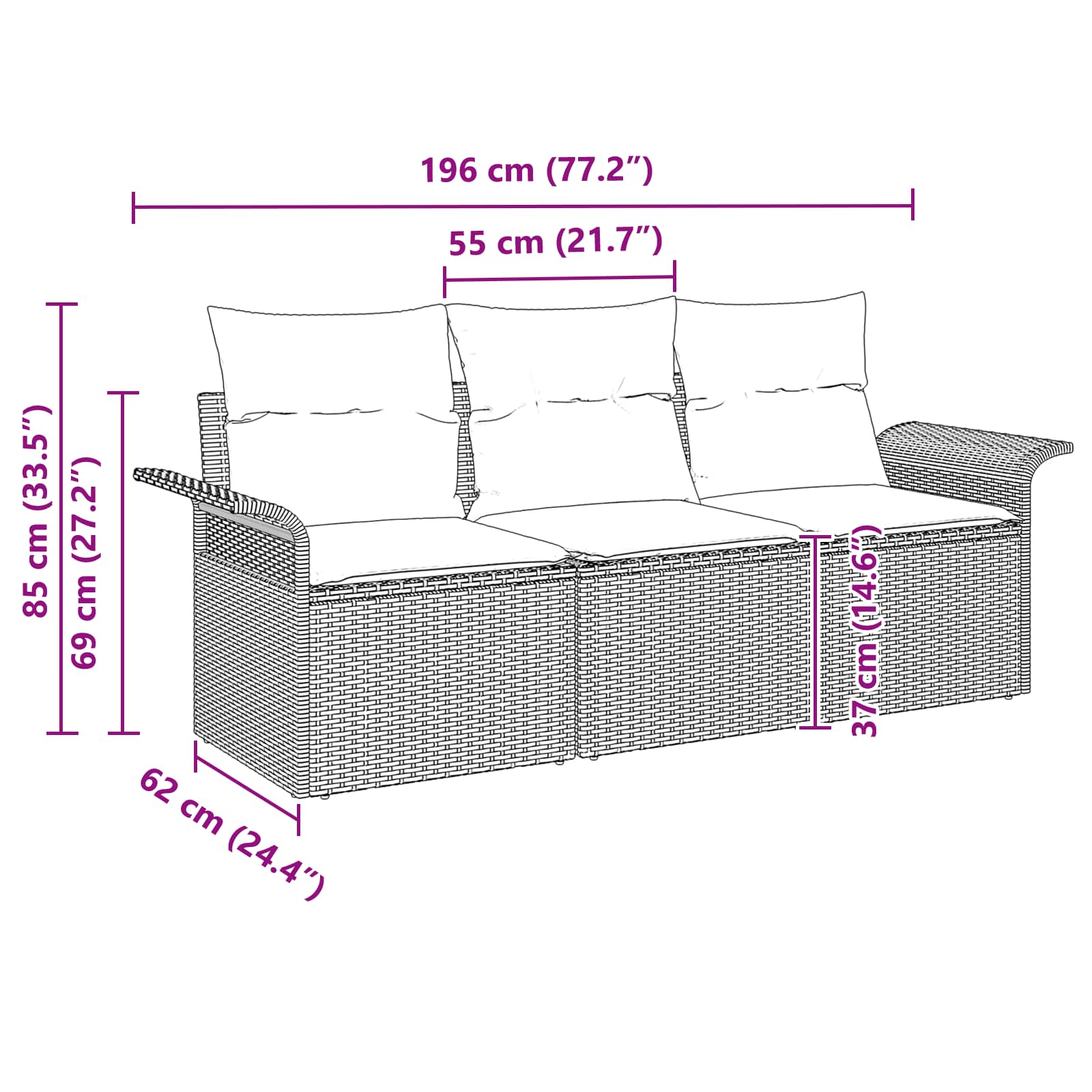 Set sofe s jastukom 3 pcs Siva i mornarsko plava poliratan