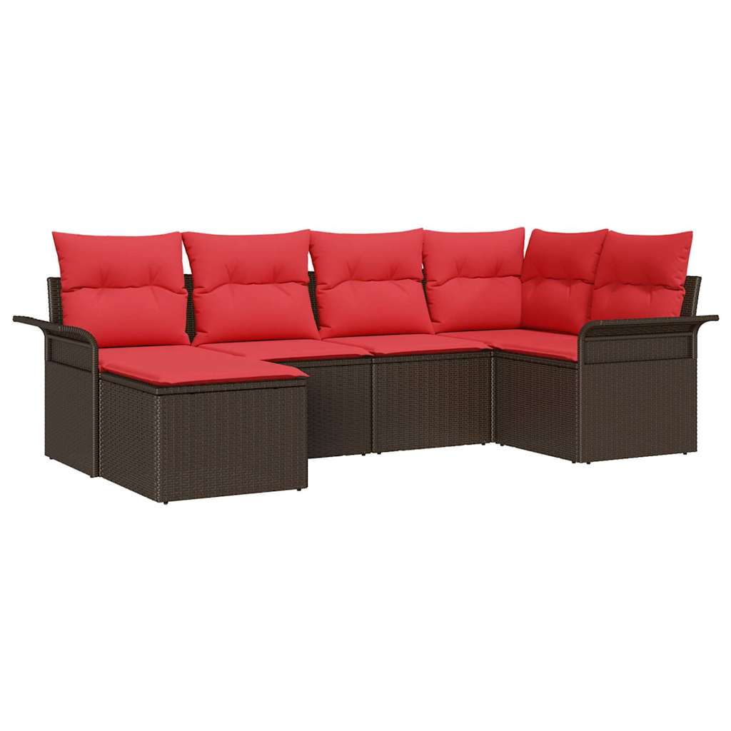 Sjedeća garnitura za vrt s jastukom 6 pcs Smeđa poliratan