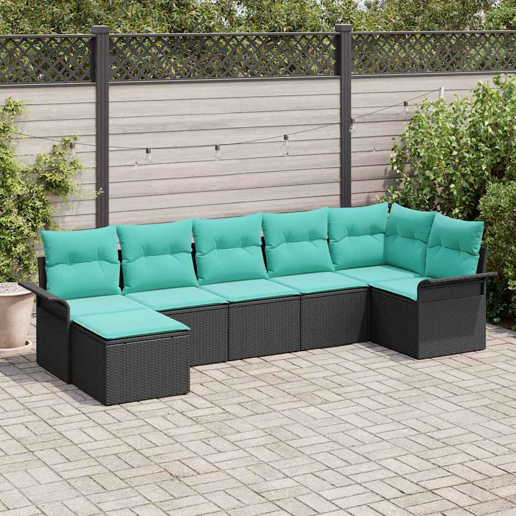 Sjedeća garnitura za vrt 7 kom. Crna poliratan 297 x 132,5 x 85 cm