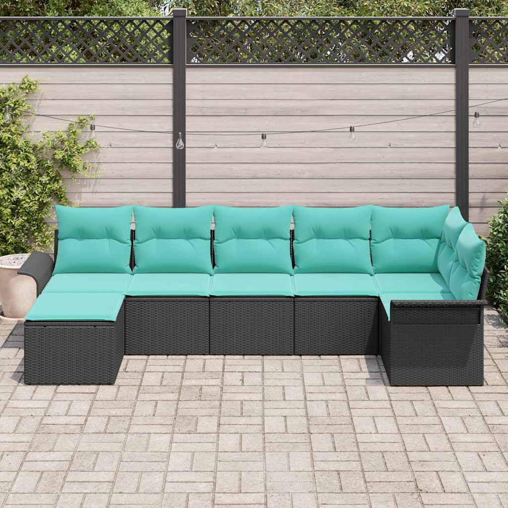 Sjedeća garnitura za vrt 7 kom. Crna poliratan 297 x 132,5 x 85 cm