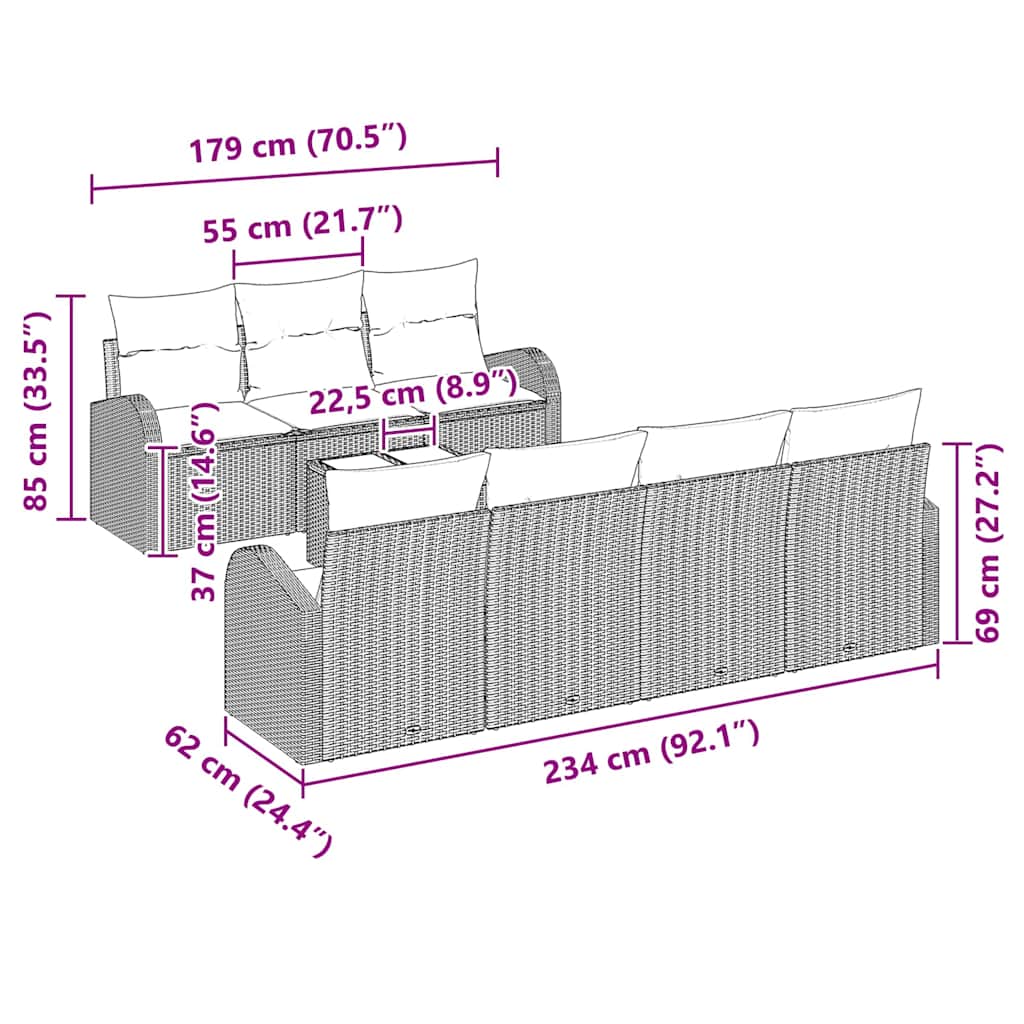Sjedeća garnitura za vrt Bež 55 x 55 x 37 cm poliratan