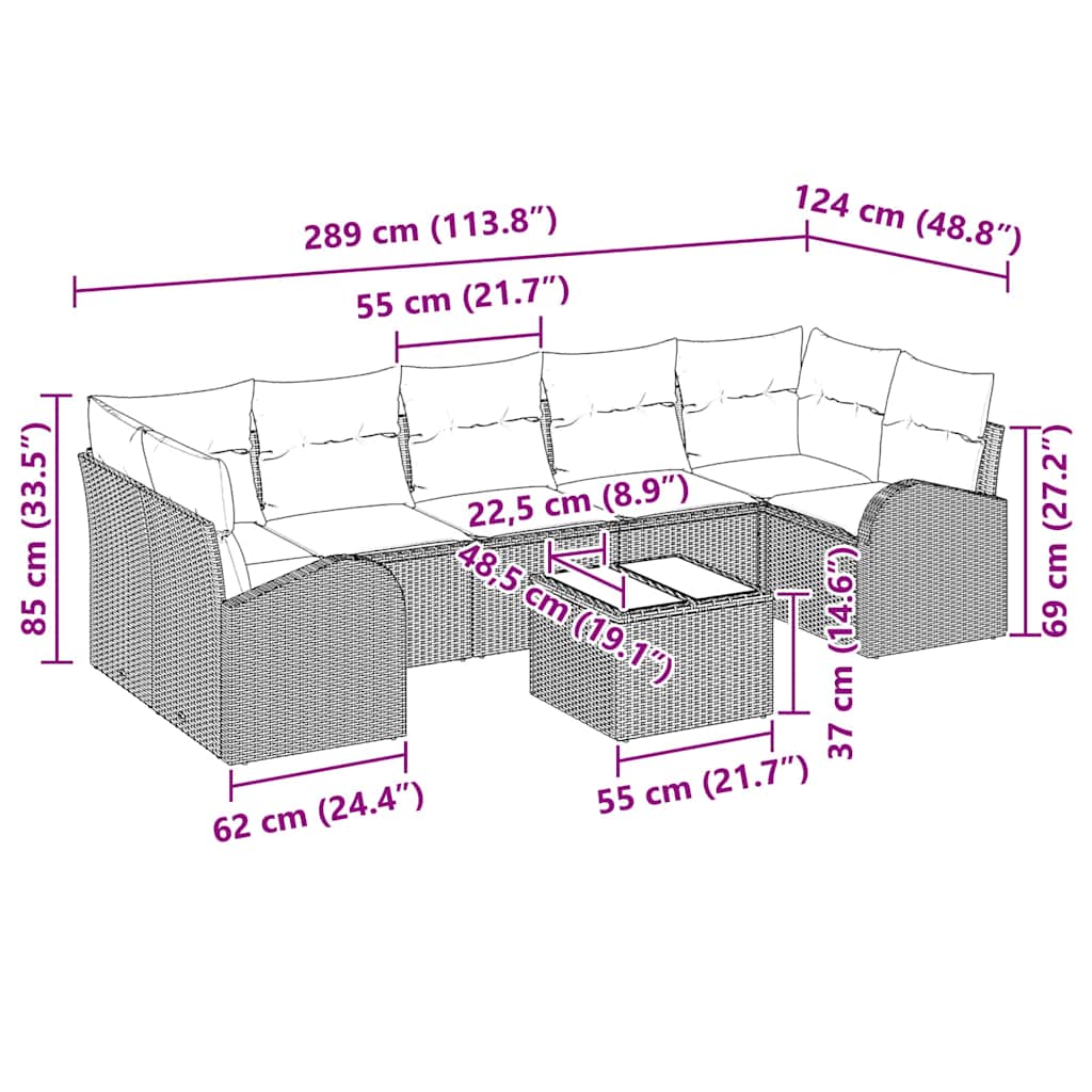 Sjedeća garnitura za vrt Siva 55 x 55 x 37 cm poliratan