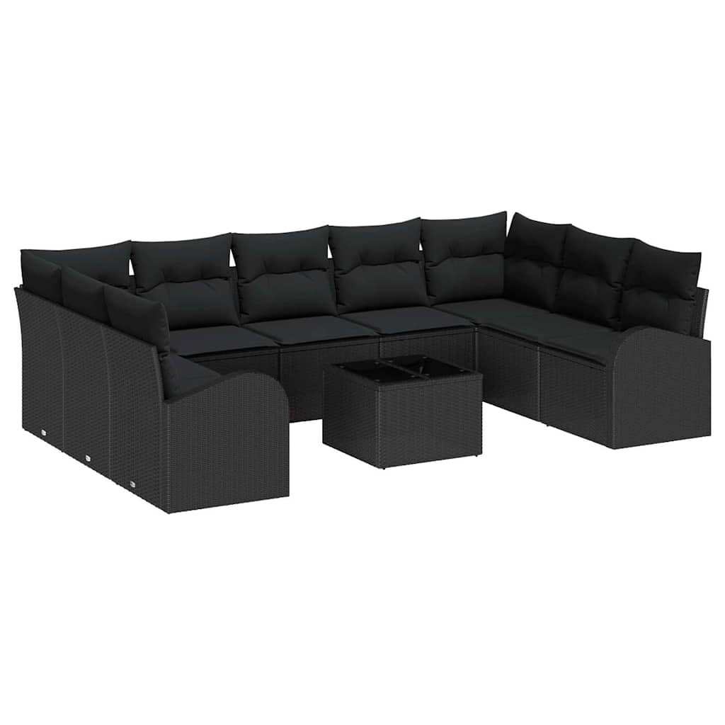Set sofe s jastukom 10 pcs Crna Poli Ratan
