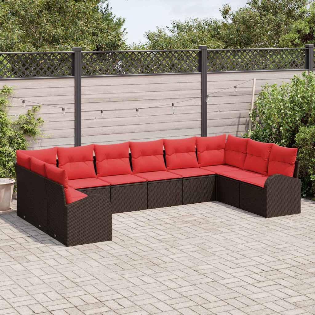 Set sofe s jastukom 10 pcs Smeđa poliratan