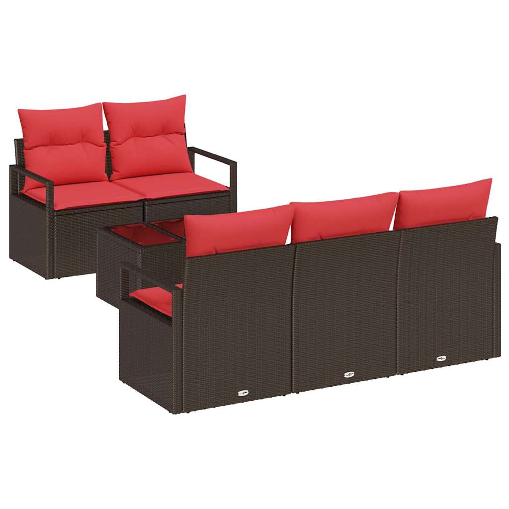 Set sofe 6 pcs Smeđa i crvena poliratan