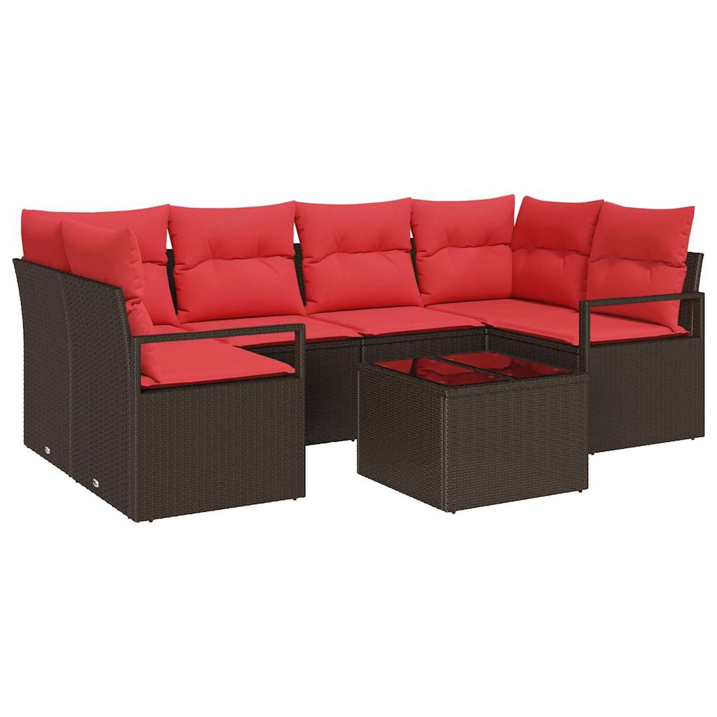Set sofe 7 pcs Smeđa i crvena poliratan