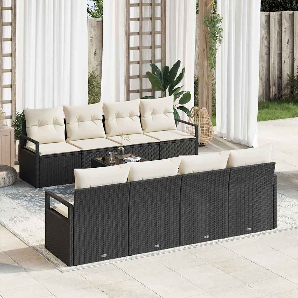 Set sofe s jastukom 7 pcs Crna i Krema poliratan