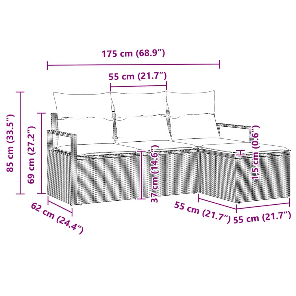 Set sofe 4 pcs Siva poliratan