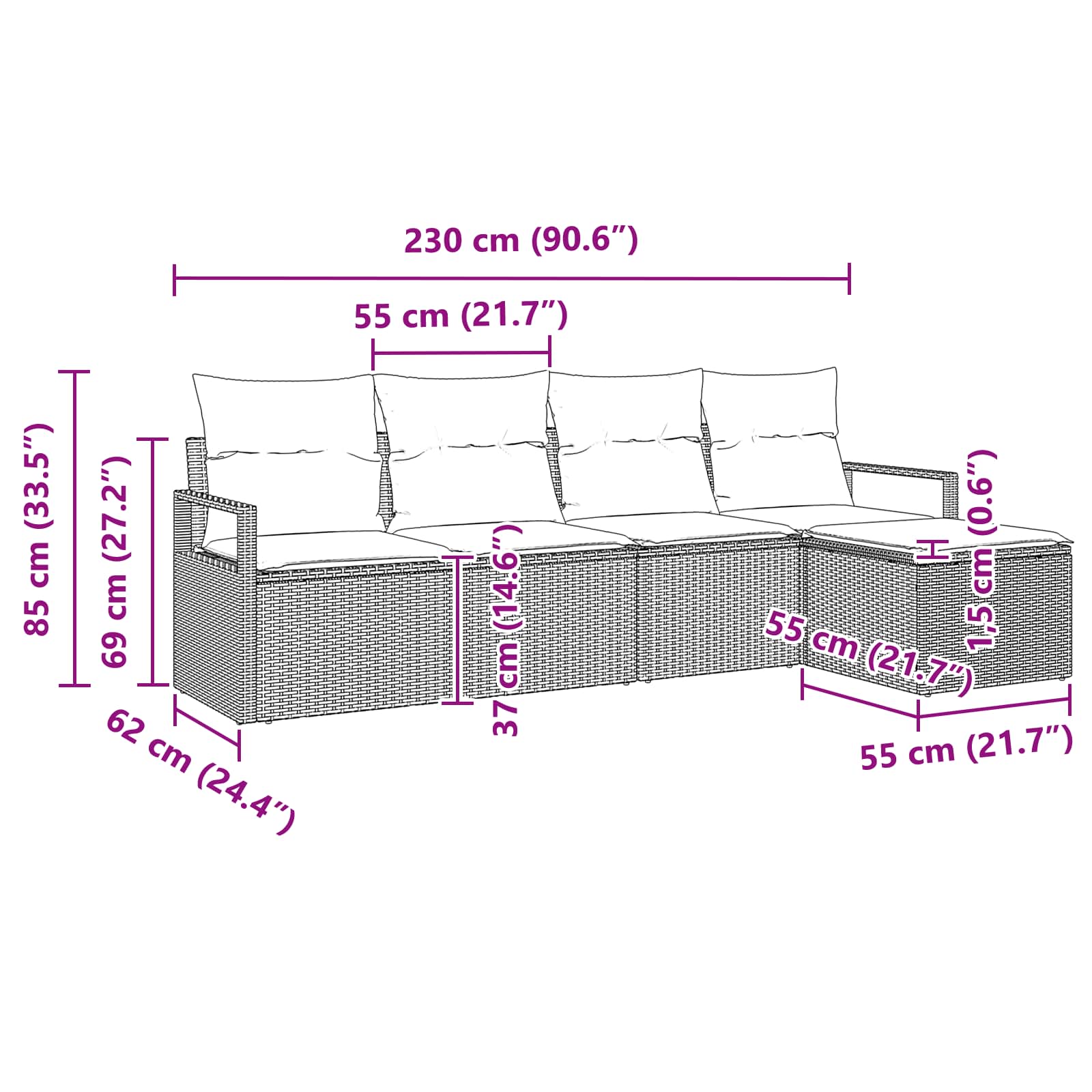 Set sofe s jastukom 5 pcs Smeđa poliratan