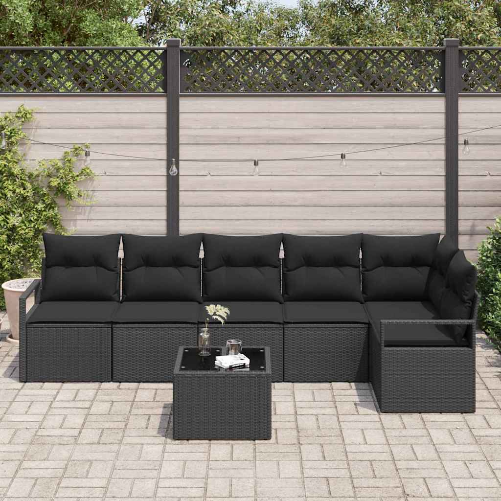 Set sofe s jastukom 7 pcs Crna poliratan