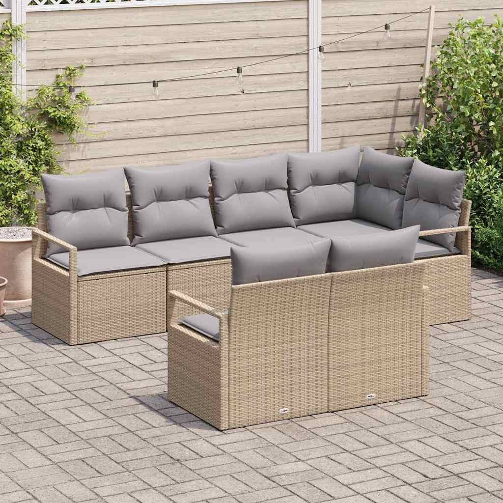 Set sofe 7 pcs Bež poliratan