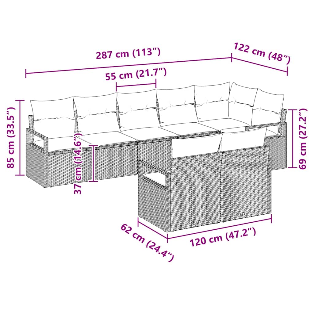 Set sofe 8 pcs Svijetlo siva poliratan