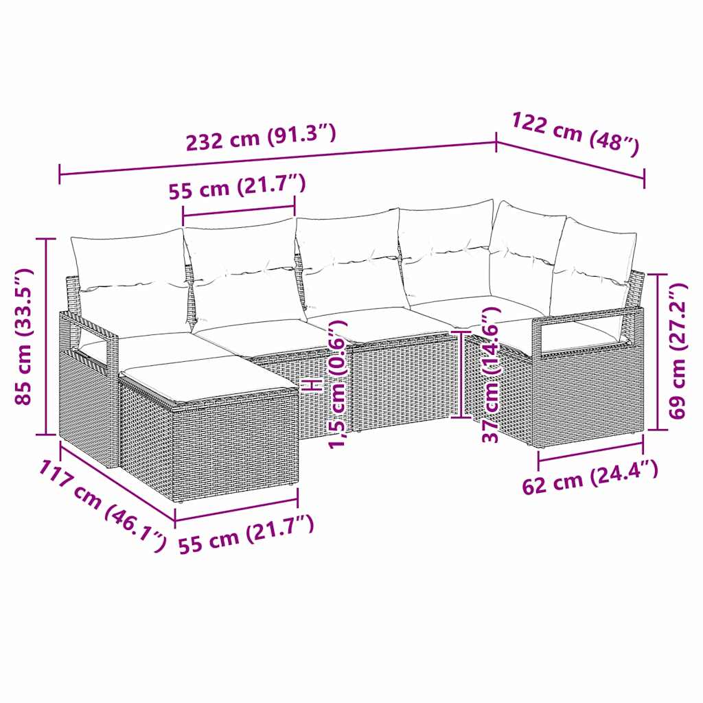 Set sofe 6 kom. Crna poliratan