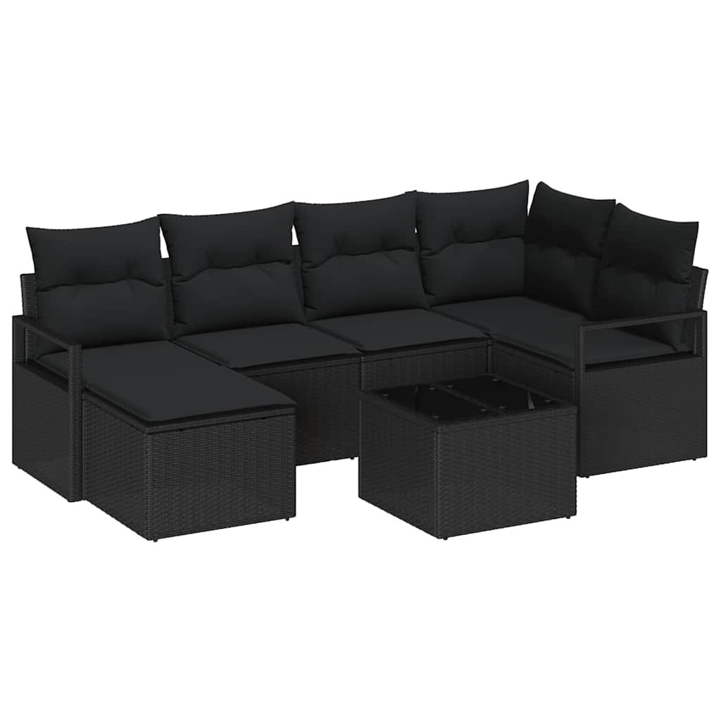 Set sofe s jastukom 7 pcs Crna poliratan