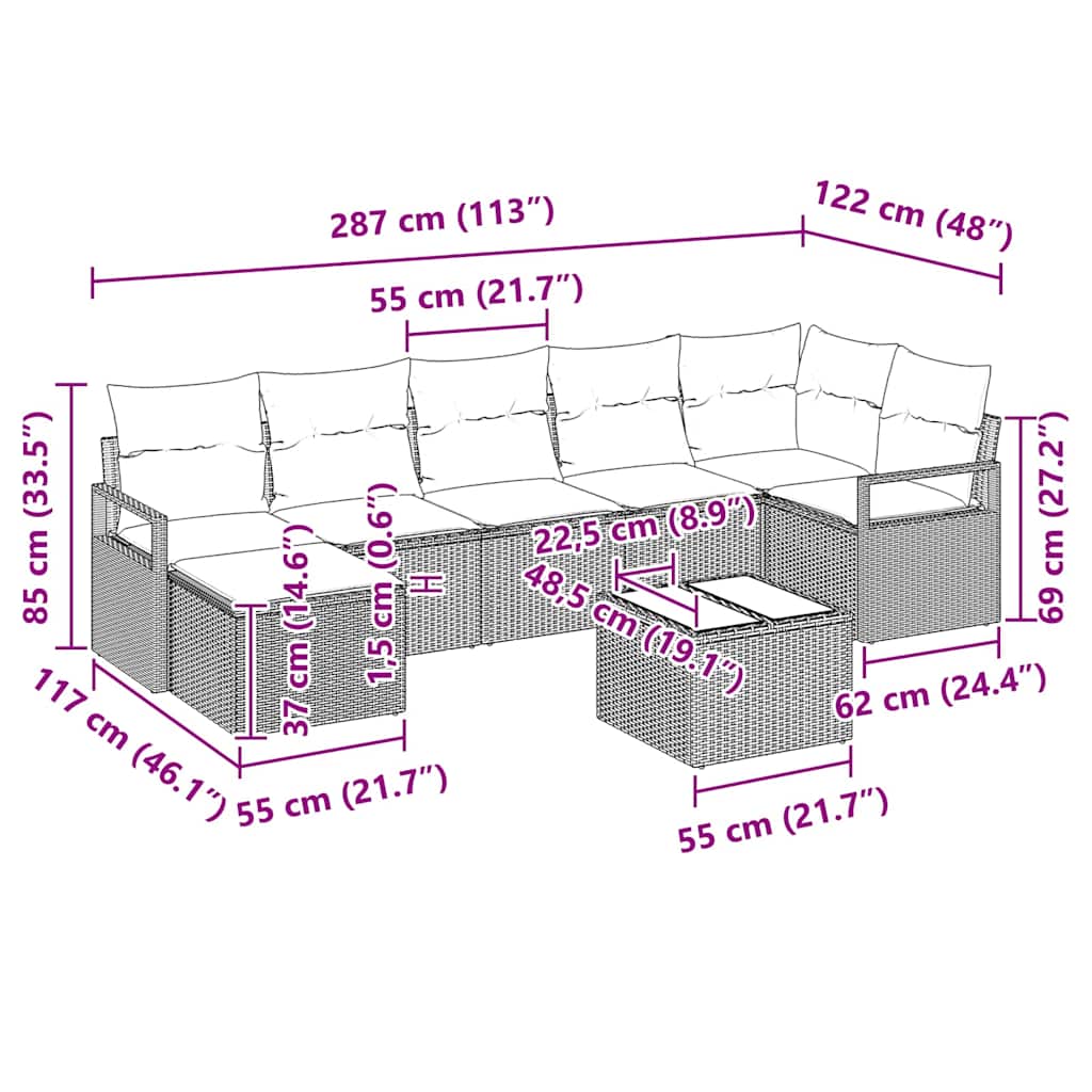 Set sofe s jastukom 8 pcs Bež poliratan