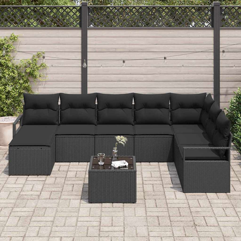 Set sofe s jastukom 9 pcs Crna poliratan