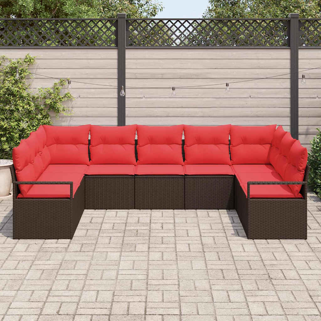 Set sofe s jastukom 9 pcs Smeđa poliratan