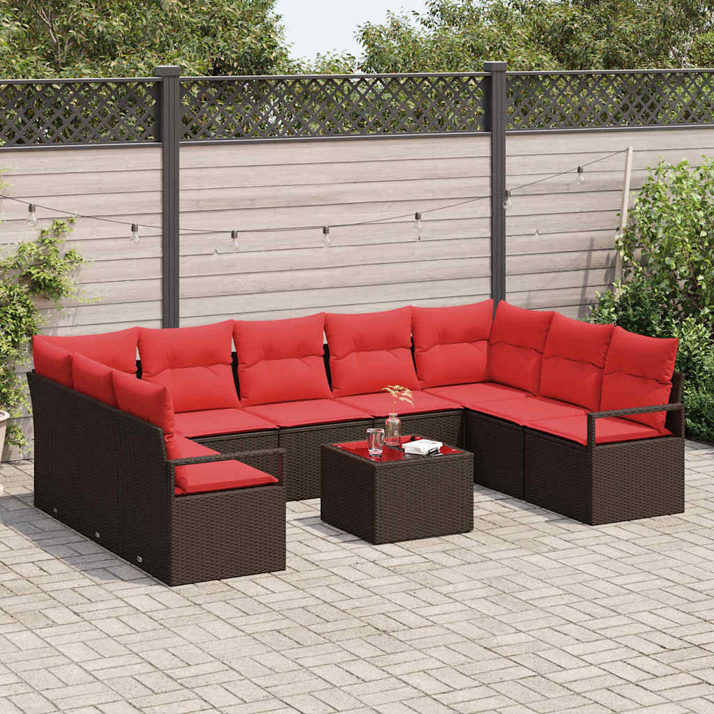 Set sofe s jastukom 10 pcs Smeđa poliratan