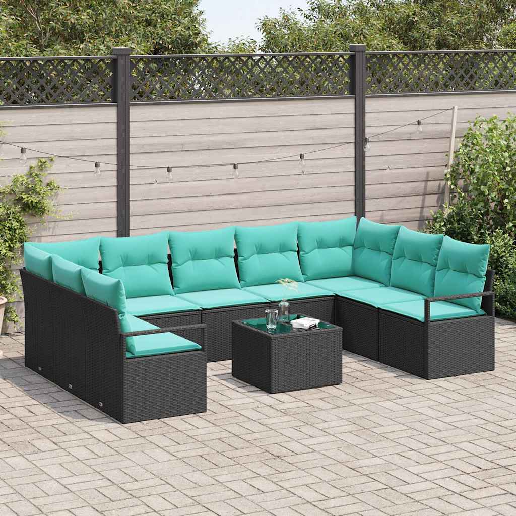 Set sofe s jastukom 10 pcs Crna poliratan