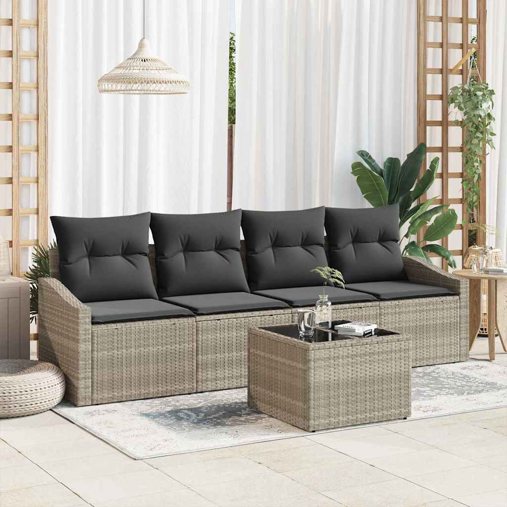 Set sofe s jastukom s jastukom 5 pcs Svijetlo siva poliratan