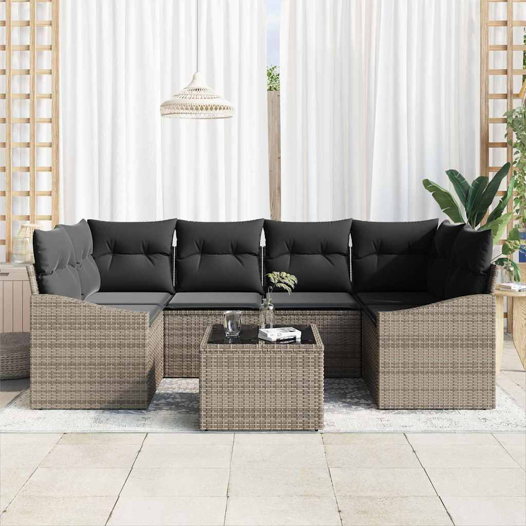 Set sofe s jastukom s jastukom 7 pcs Siva poliratan