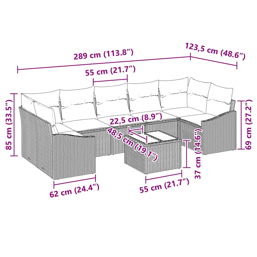 Set sofe s jastukom Svijetlo siva 55 x 55 x 37 cm poliratan
