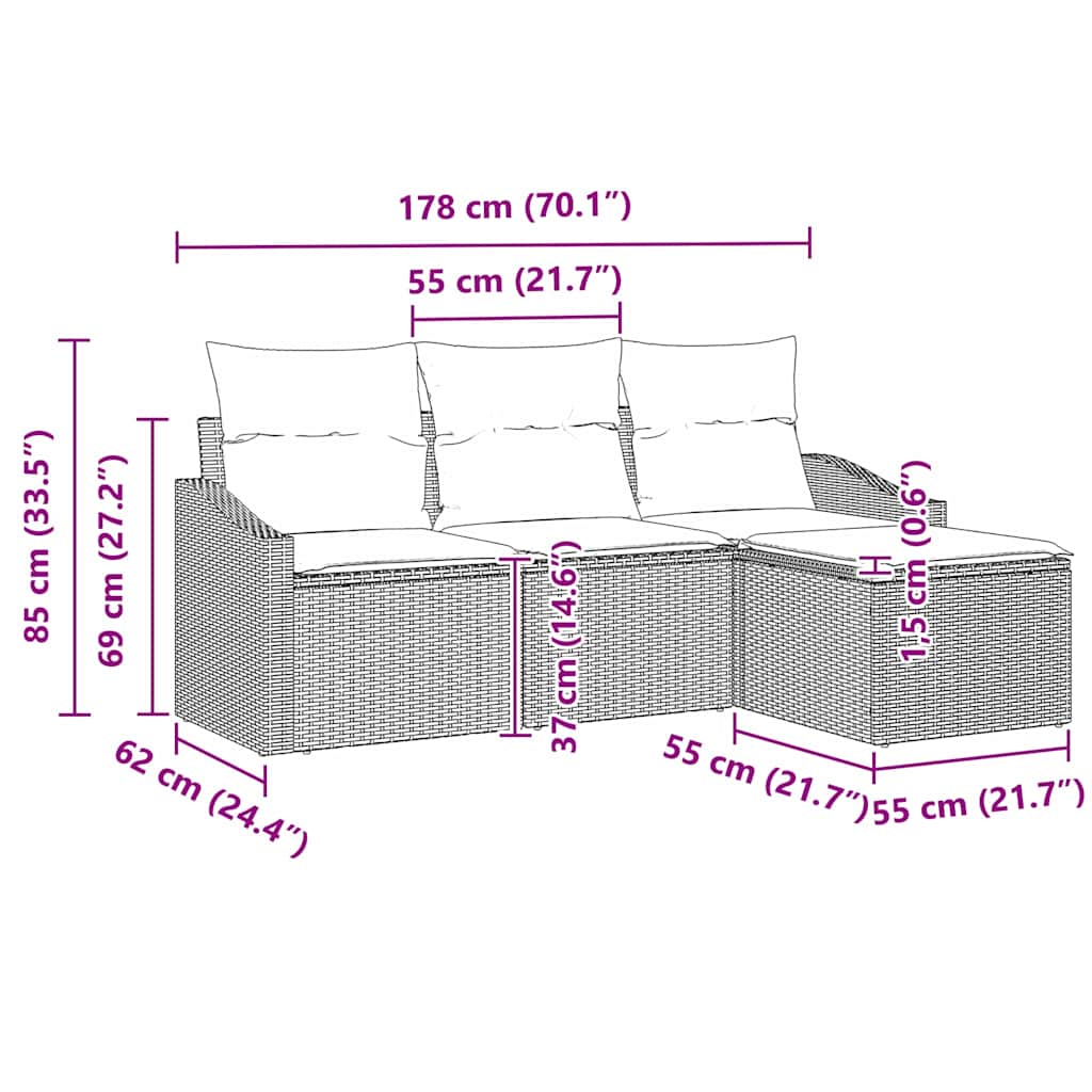Set sofe 4 kom. Crna poliratan