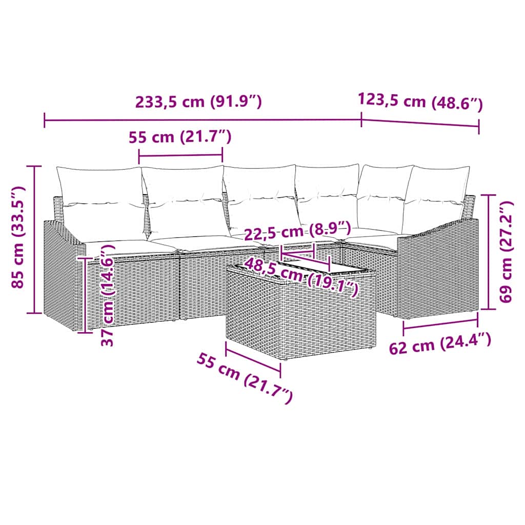 Set sofe s jastukom 6 pcs Svjetlosiva poliratan